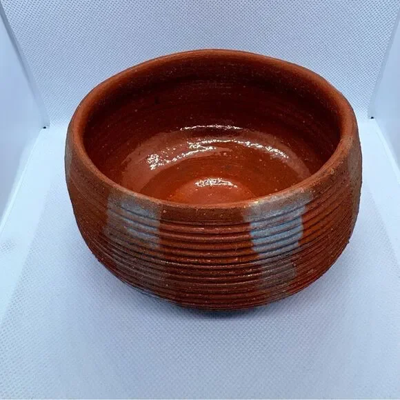 Vintage Studio Pottery Stoneware Tea Bowl, Powder Blue bands, Chawan Style - Picture 2 of 10